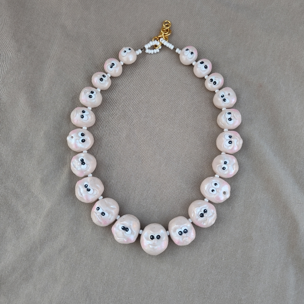 🌊🐚Pearl🐬Funny 🐚Face 🐚Necklace - Picture 5 of 14